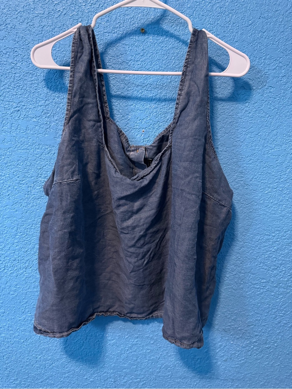 torrid Washed Indigo Scoop Neck Linen-Blend Tank - Blue